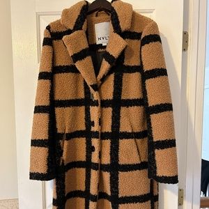 Checked NVLT long teddy coat